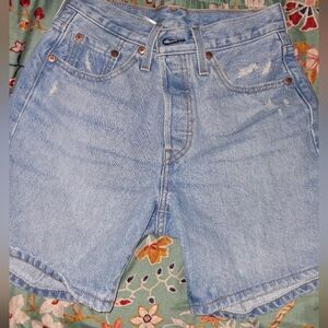 Levis 501 Light Blue Denim Shorts